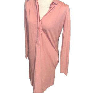 NWT Lacoste Womens Rose Long Sleeve Button Pique Polo Shirt Dress Size 34/2